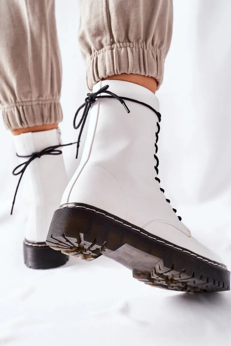 Botki Damskie Workery Białe Corydon