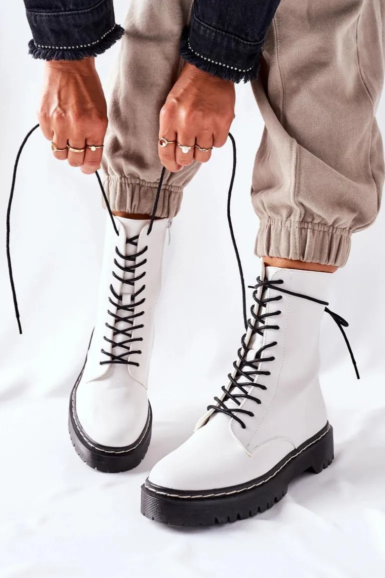 Botki Damskie Workery Białe Corydon