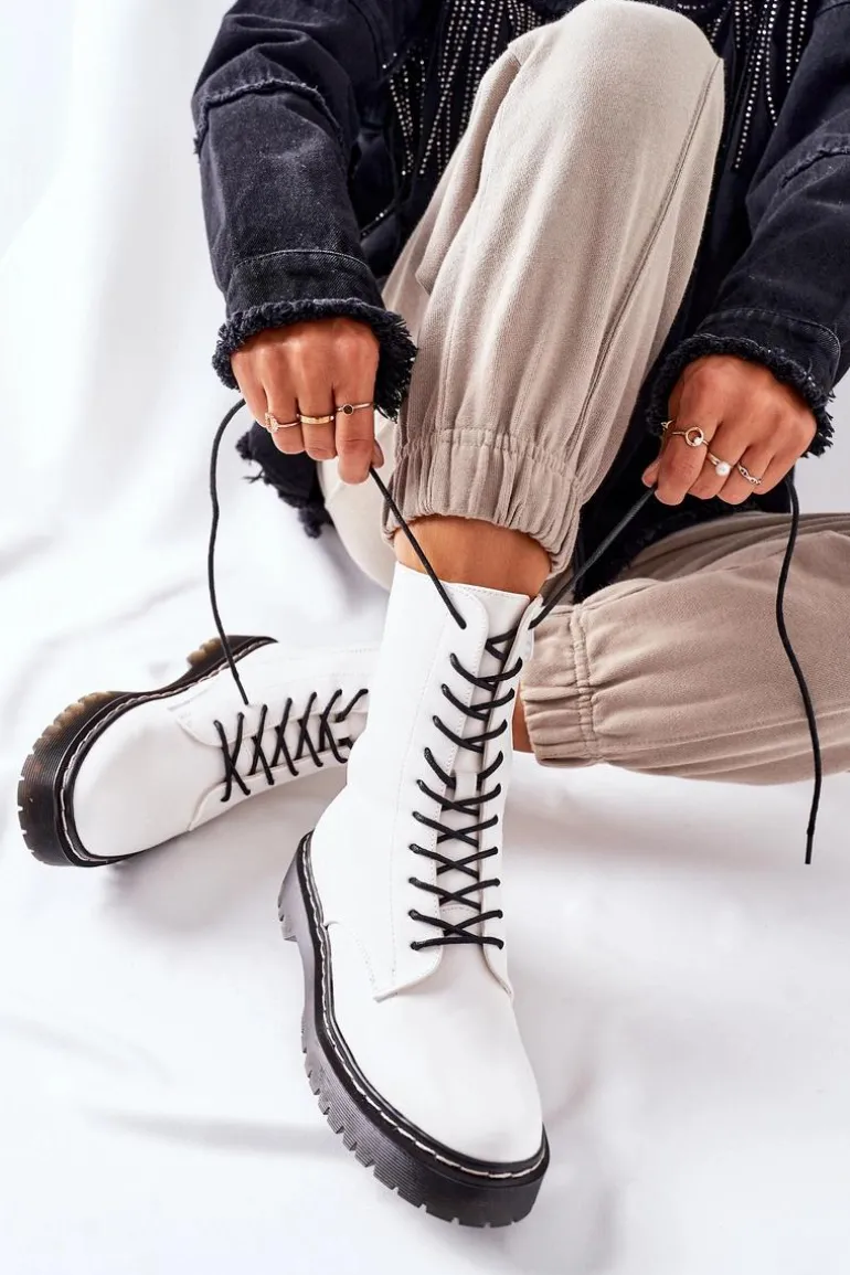 Botki Damskie Workery Białe Corydon