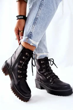 Botki Damskie Workery Czarne Magris