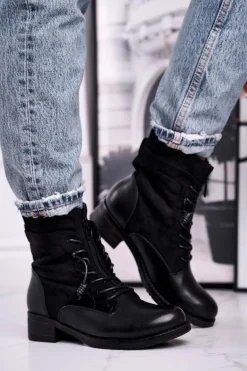 Botki Damskie Workery Czarne Bear