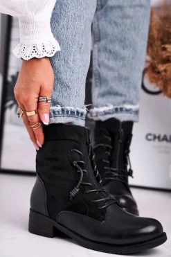 Botki Damskie Workery Czarne Bear