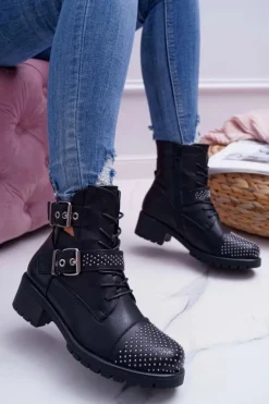 Botki Damskie Workery Czarne Aveley