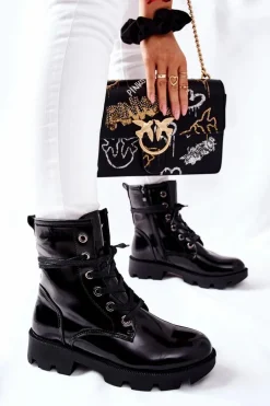 Botki Damskie Workery Czarne Semope