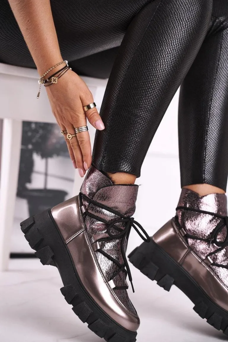 Botki Damskie Wsuwane Rochelle Srebrne