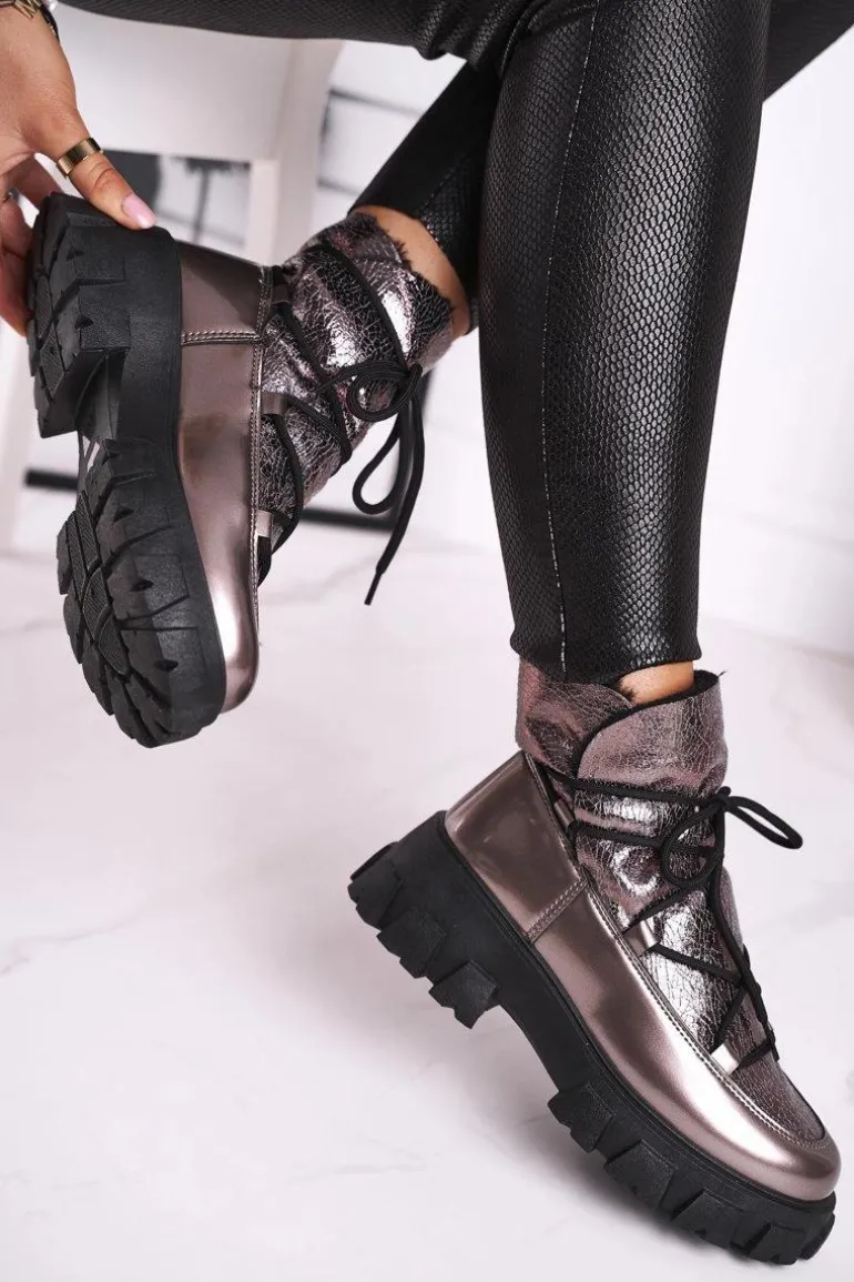 Botki Damskie Wsuwane Rochelle Srebrne