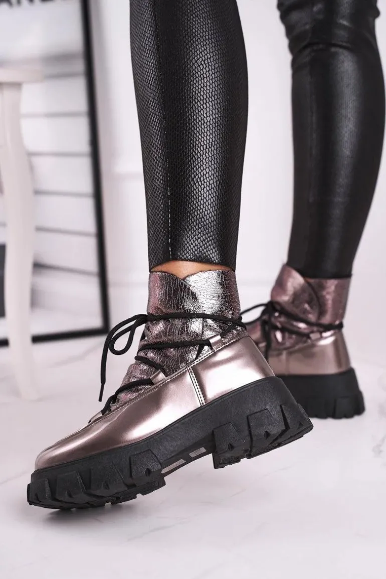 Botki Damskie Wsuwane Rochelle Srebrne