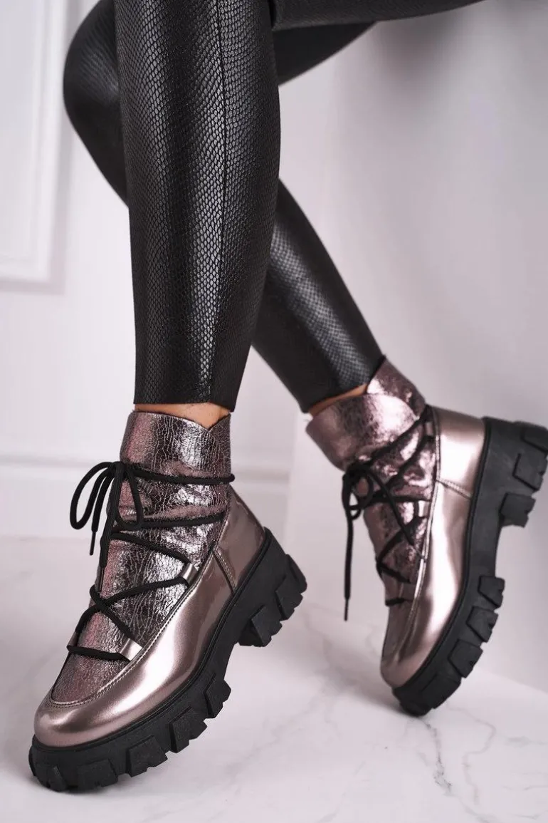 Botki Damskie Wsuwane Rochelle Srebrne