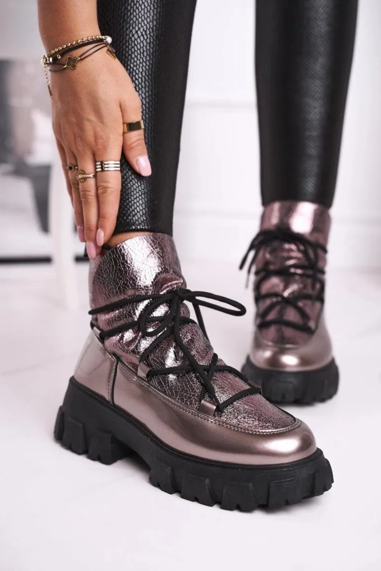 Botki Damskie Wsuwane Rochelle Srebrne