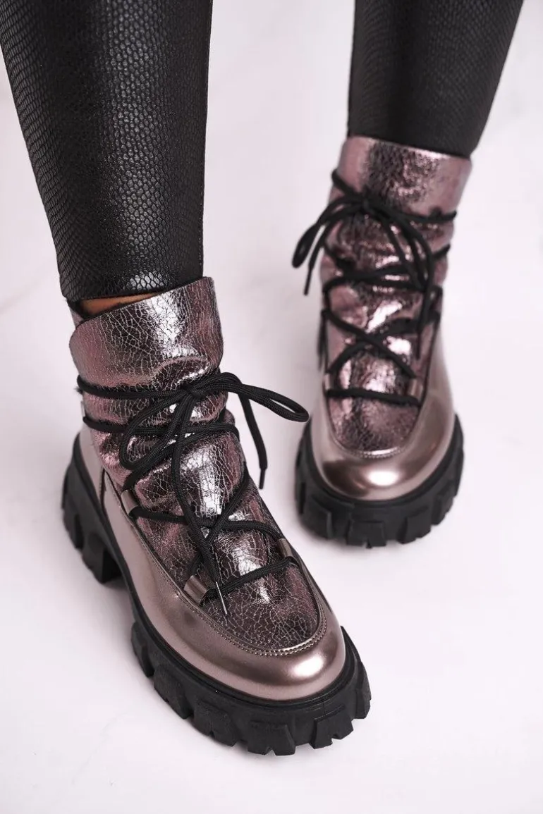 Botki Damskie Wsuwane Rochelle Srebrne