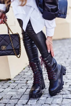 Botki Damskie Wysokie Grunge Czarne Moderniso