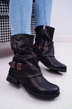 Botki Damskie Wysokie Kowbojki Czarne Winchester