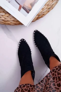 Botki Damskie z Dżetami Czarne Sobery