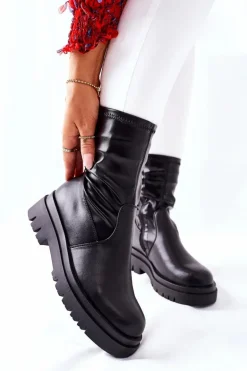 Botki Damskie Z Elastyczną Cholewką Czarne Doubler