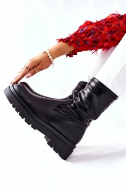 Botki Damskie Z Elastyczną Cholewką Czarne Doubler