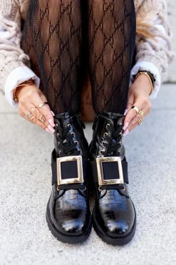 Botki Damskie z klamrą Happy Su Czarne