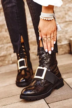 Botki Damskie z klamrą Happy Su Czarne