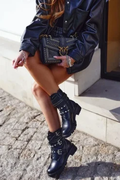 Botki Damskie Z Klamrami Grunge Czarne Victory