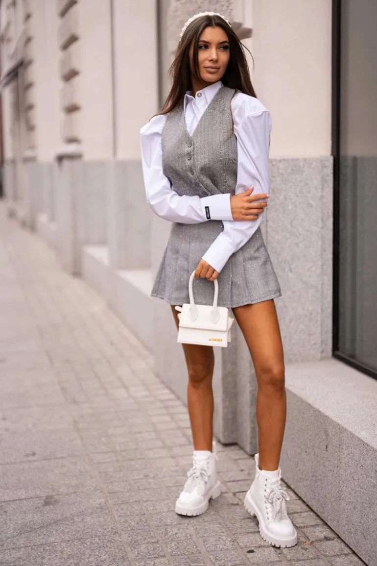 Botki Damskie Z Kokardą Białe Ocenttia