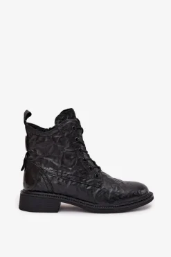 Botki Damskie Z Naturalnej Skóry Ocieplane Artiker 57C1006 Czarne