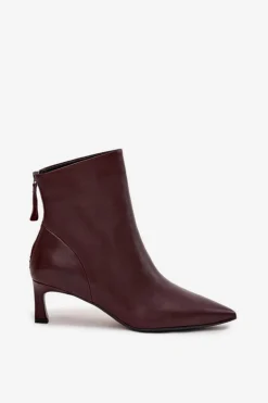 Botki Damskie Z Naturalnej Skóry Na Obcasie D&A CR52-661 Bordowe