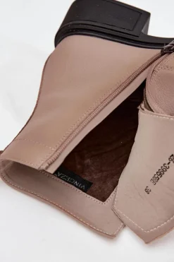 Botki Damskie Z Naturalnej Skóry Na Niskim Obcasie Ocieplane Vinceza 39955 Beżowe