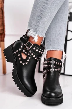 Botki Damskie Z Nitami Grunge Czarne Heavenly
