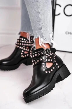 Botki Damskie Z Nitami Grunge Czarne Heavenly