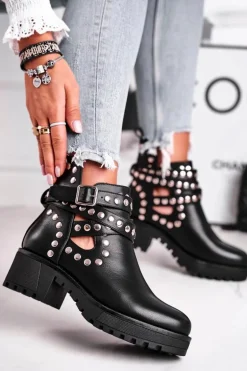 Botki Damskie Z Nitami Grunge Czarne Heavenly