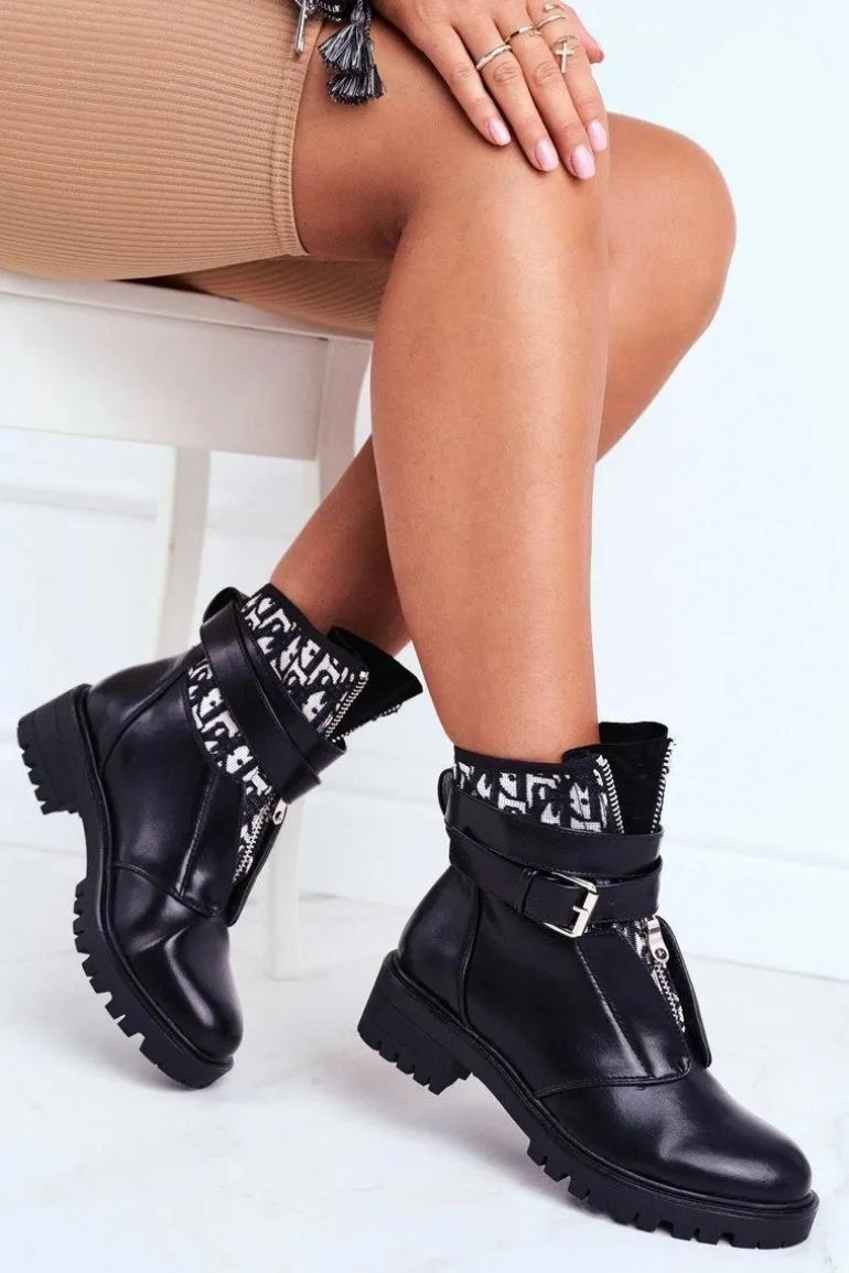 Botki Damskie z paskiem Czarne Joyce