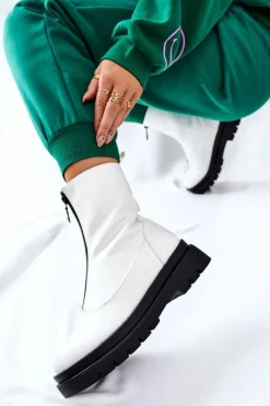 Botki Damskie Z Suwakiem Białe Tierra