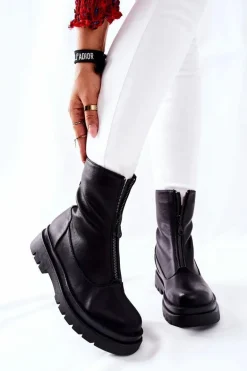 Botki Damskie Z Suwakiem Czarne Tierra