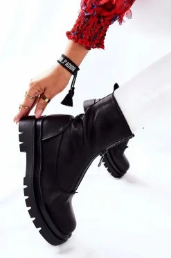 Botki Damskie Z Suwakiem Czarne Tierra