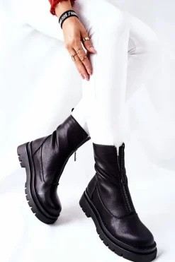 Botki Damskie Z Suwakiem Czarne Tierra