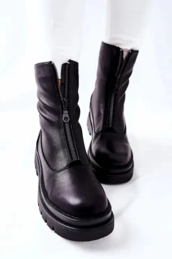 Botki Damskie Z Suwakiem Czarne Tierra