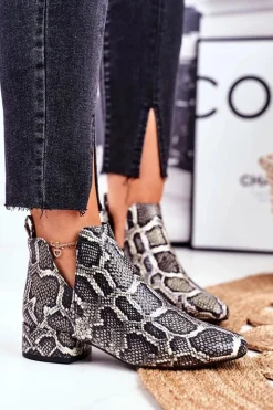 Botki Damskie Z Wycięciami Skórzane Wężowe Visconi 2625804