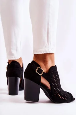 Botki Damskie z Wycięciem Wiosenne Czarne Beyond Us