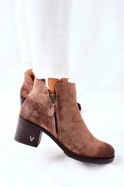 Botki Damskie Zamszowe Beżowe Bellarena