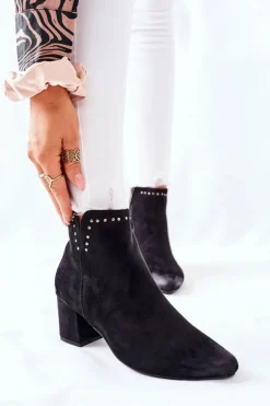 Botki Damskie Zamszowe Czarne Brinlack