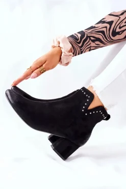 Botki Damskie Zamszowe Czarne Brinlack