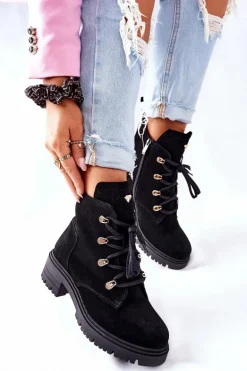 Botki Damskie Zamszowe Czarne Nicole 2674