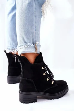 Botki Damskie Zamszowe Czarne Nicole 2674