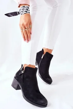 Botki Damskie Zamszowe Czarne Bellarena