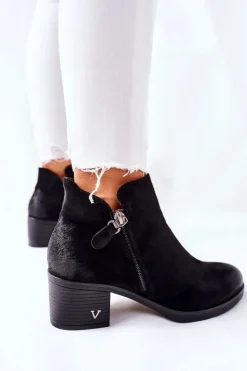 Botki Damskie Zamszowe Czarne Bellarena
