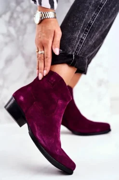 Botki Damskie Zamszowe Maciejka Fioletowe 04289-05