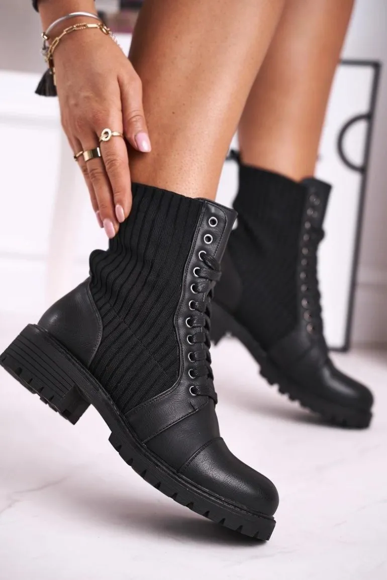 Botki Damskie Ze Skarpetą Czarne Brielle