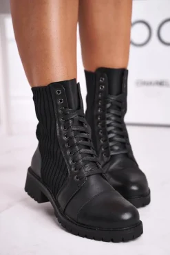 Botki Damskie Ze Skarpetą Czarne Brielle