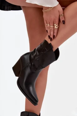 Botki Kowbojki Damskie Eko Skórzane Na Słupku Czarne Morelia