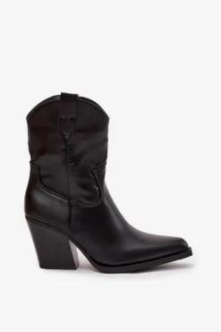 Botki Kowbojki Damskie Eko Skórzane Na Słupku Czarne Morelia