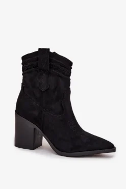 Botki Kowbojki Damskie Na Słupku Czarne Jessa